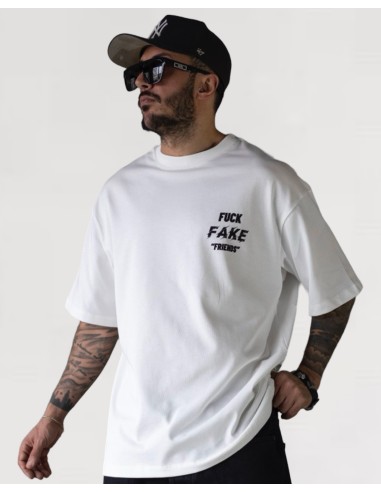 T-shirt "FUCK FAKE FRIENDS" blanc