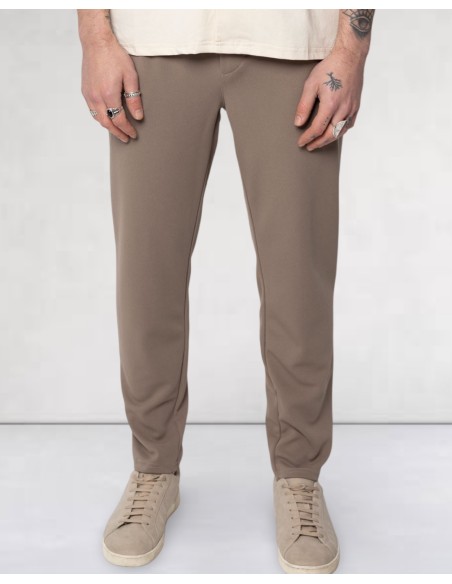 Pantalon ajusté classic uni marron clair