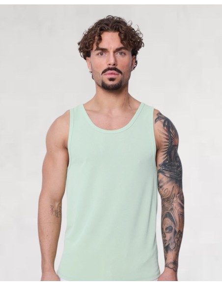 débardeur cotelé coupe droite vert d'eau