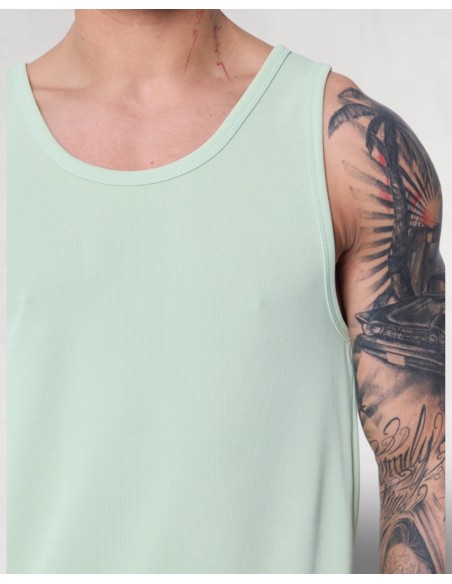 débardeur cotelé coupe droite vert d'eau