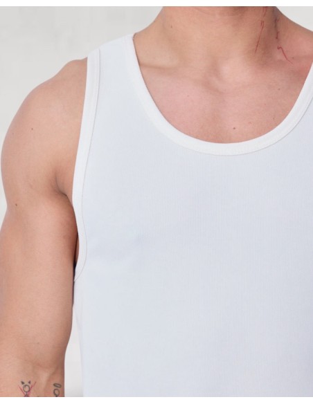 débardeur cotelé coupe droite blanc