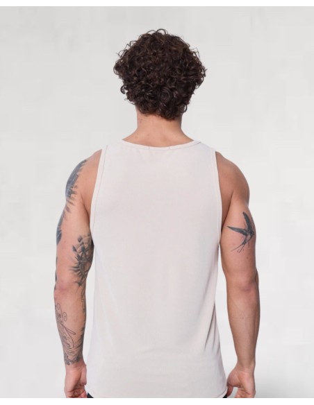 débardeur cotelé coupe droite beige