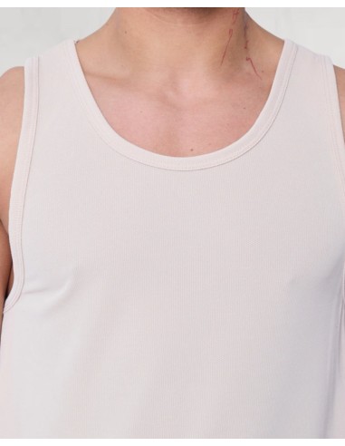 débardeur cotelé coupe droite beige