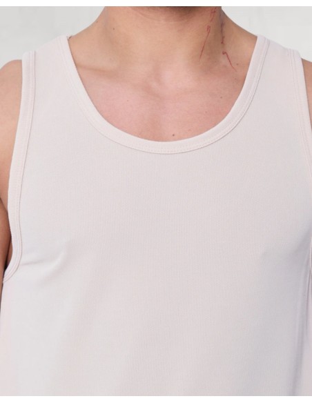 débardeur cotelé coupe droite beige