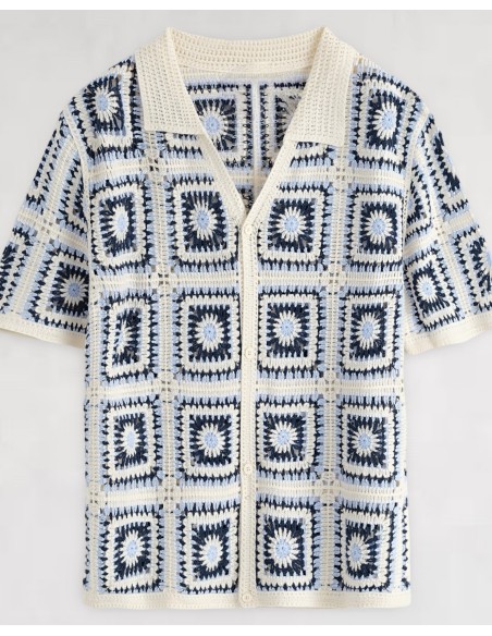 Chemisette en crochet bleu