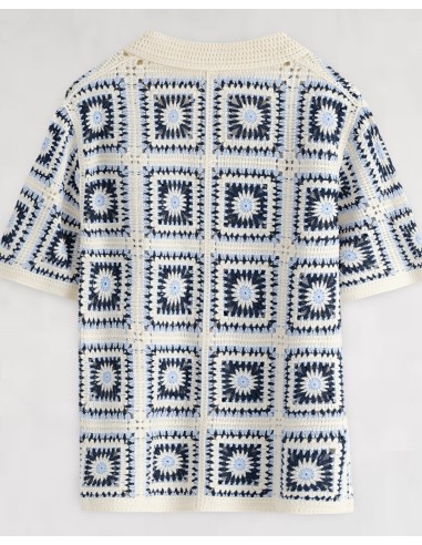 Chemisette en crochet bleu