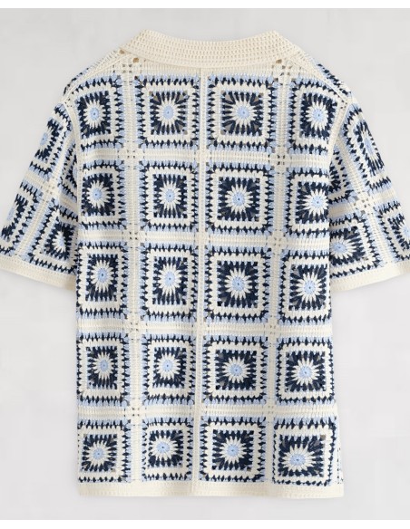 Chemisette en crochet bleu