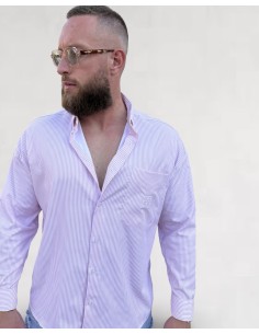 Chemise loose à rayure rose
