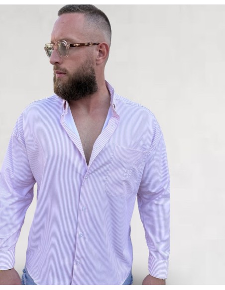 Chemise loose à rayure rose