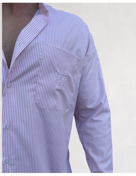 Chemise loose à rayure rose