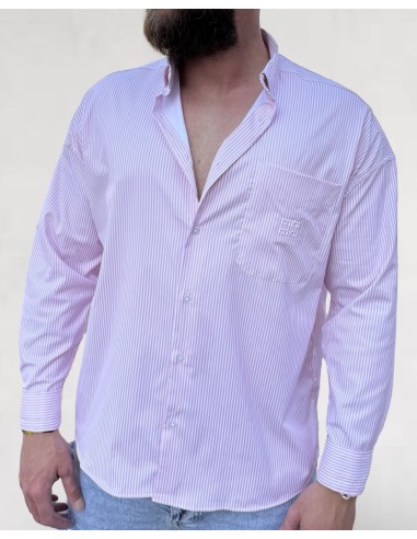 Chemise loose à rayure rose