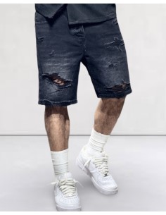 Short en jean délavé...