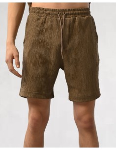 Short effet crêpe marron 2