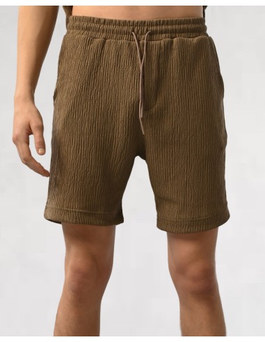 Short effet crêpe marron