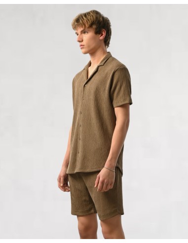 Short effet crêpe marron