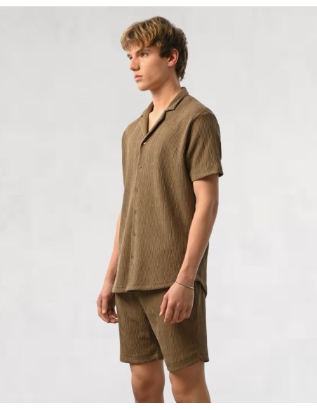 Short effet crêpe marron