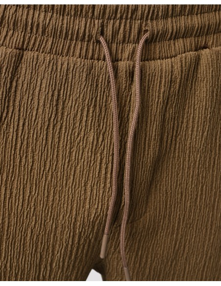 Short effet crêpe marron