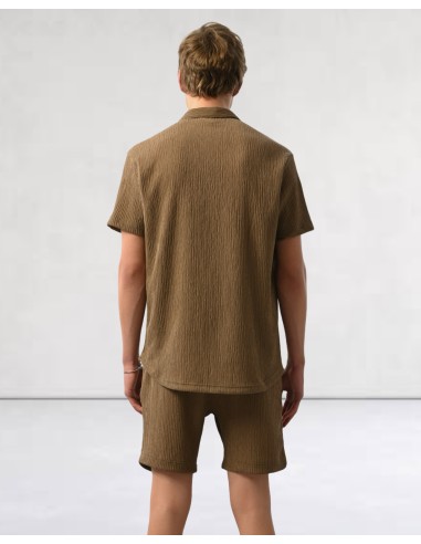 Short effet crêpe marron