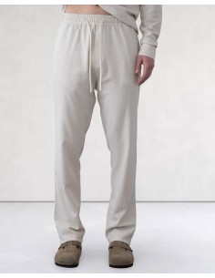 Pantalon unie en toile fine beige