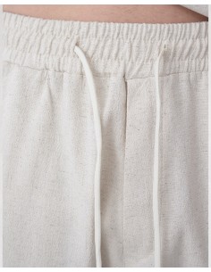 Pantalon unie en toile fine beige 2