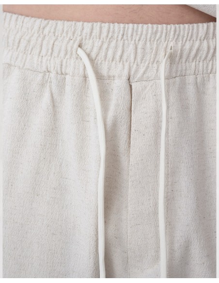 Pantalon unie en toile fine beige