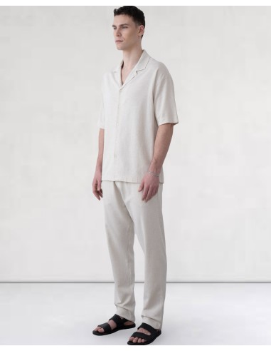 Pantalon unie en toile fine beige