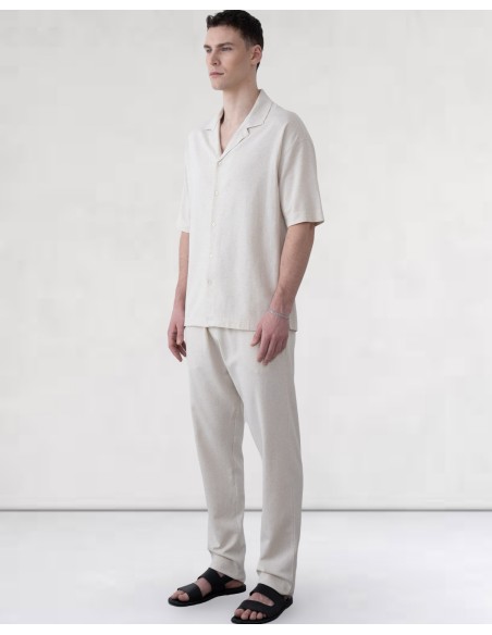 Pantalon unie en toile fine beige