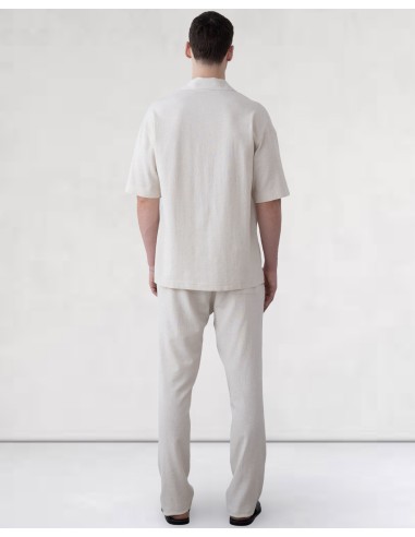 Pantalon unie en toile fine beige