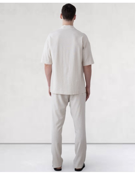 Pantalon unie en toile fine beige