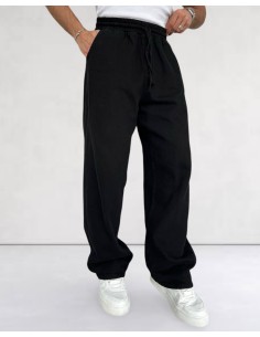 Pantalon baggy effet jean fluide noir 2