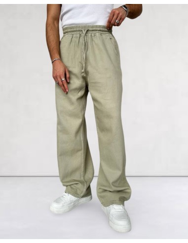 Pantalon baggy effet jean fluide vert Pantalon baggy effet jean fluide vert