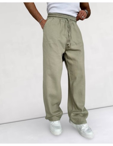 Pantalon baggy effet jean fluide vert Pantalon baggy effet jean fluide vert