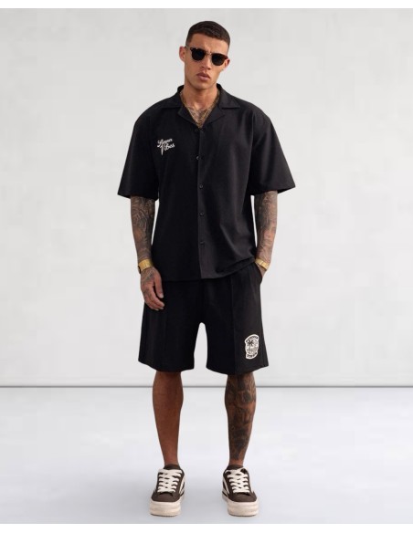 Ensemble short chemise SUMMER VIBES noir
