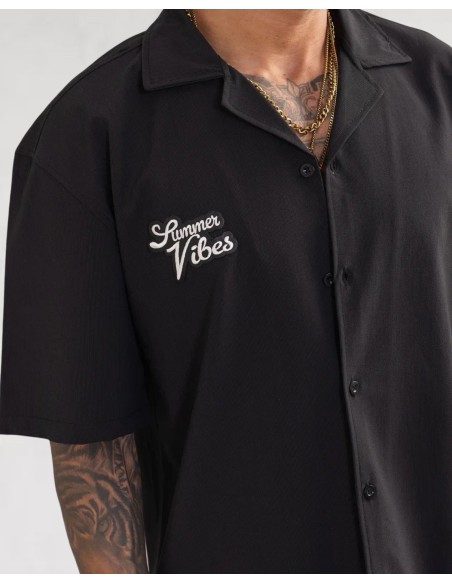 Ensemble short chemise SUMMER VIBES noir