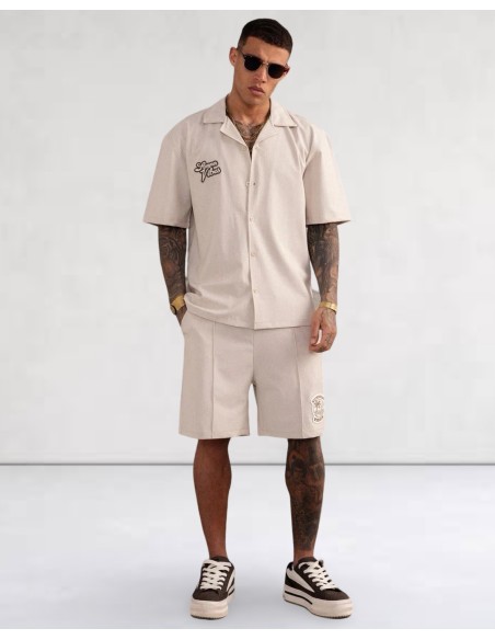 Ensemble short chemise SUMMER VIBES beige