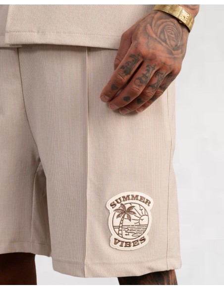 Ensemble short chemise SUMMER VIBES beige