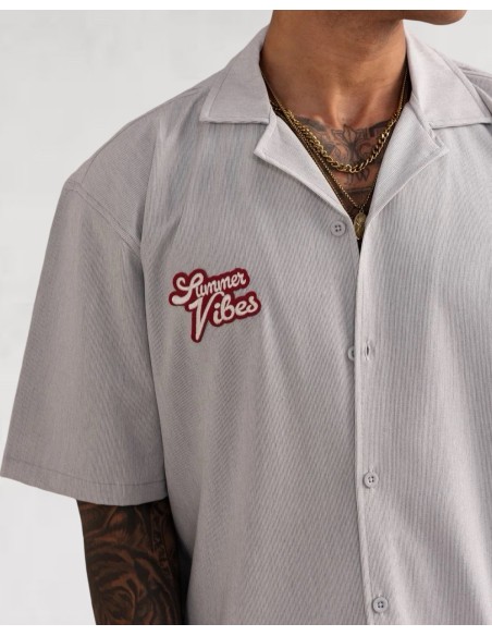 Ensemble short chemise SUMMER VIBES gris clair