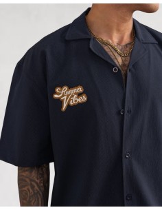 Ensemble short chemise SUMMER VIBES bleu marine 2