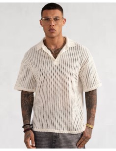 Polo crochet blanc