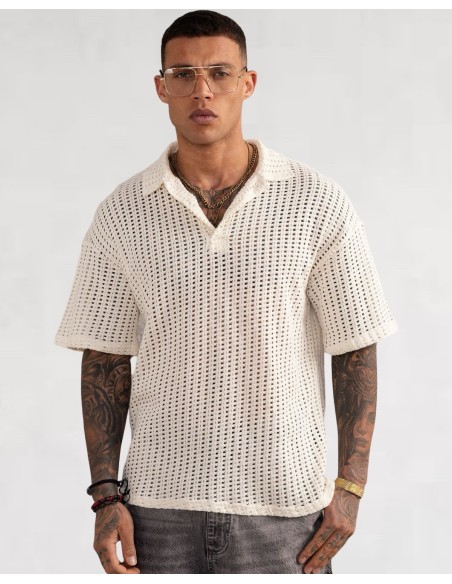 Polo crochet blanc