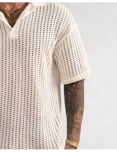 Polo crochet blanc