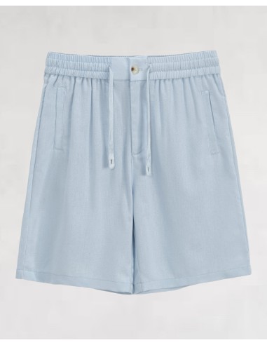 Short en lin à lacets bleu