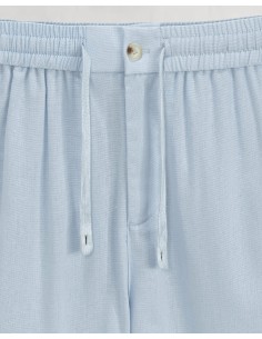 Short en lin à lacets bleu 2