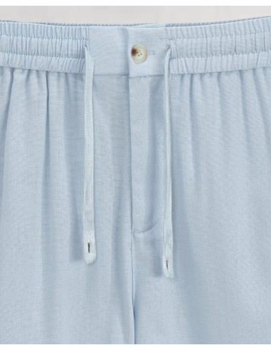 Short en lin à lacets bleu Short en lin à lacets bleu