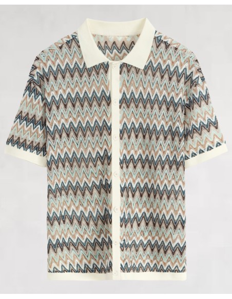 Chemisette à manche courte zig zag beige