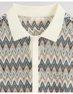 Chemisette à manche courte zig zag beige 2