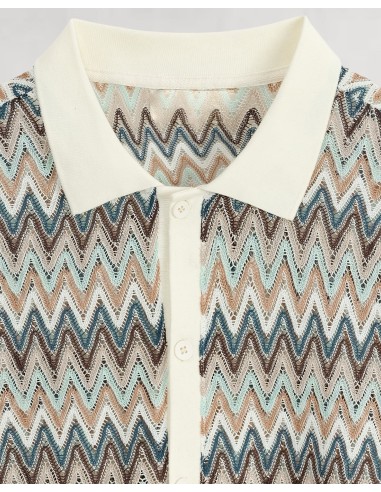 Chemisette à manche courte zig zag beige Chemisette à manche courte zig zag beige