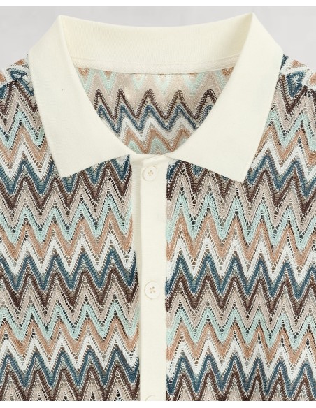 Chemisette à manche courte zig zag beige