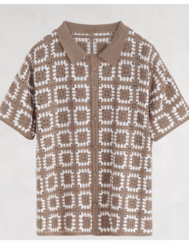 Chemisette grosse maille "square" camel