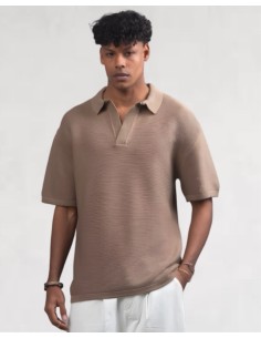 Polo en maille marron
